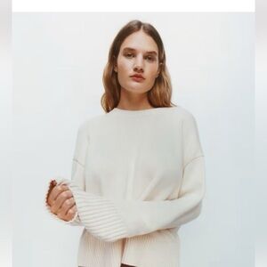 Everlane White Crew Neck Boxy 100% Cotton Sweater